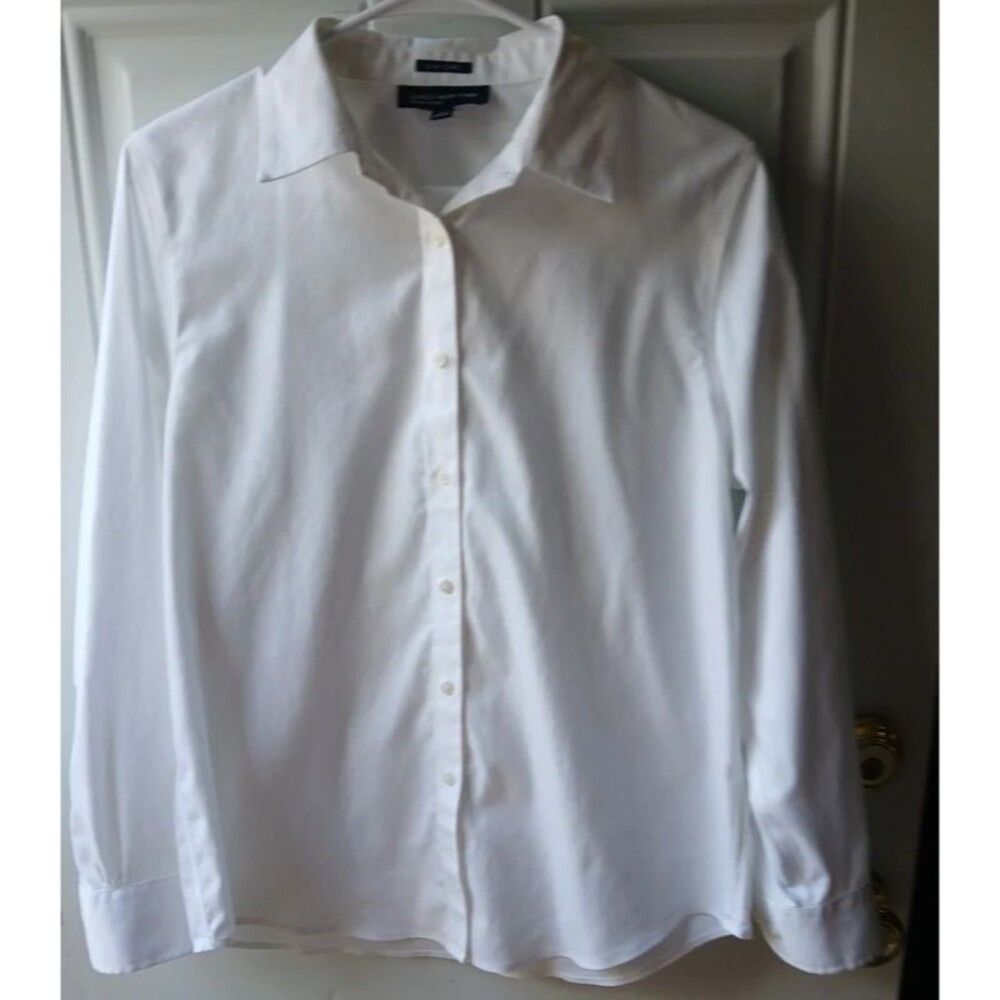 Jones New York White Long Sleeve Button Front Blouse